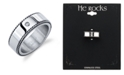He Rocks Oxidized Rope Design Stainless Steel Ring with Cubic Zirconia